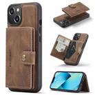 For iPhone 14 Plus JEEHOOD Retro Magnetic Detachable Leather Phone Case (Brown) - 1