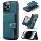 For iPhone 14 Pro JEEHOOD Retro Magnetic Detachable Leather Phone Case(Blue) - 1