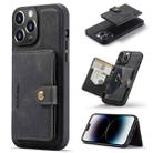 For iPhone 14 Pro JEEHOOD Retro Magnetic Detachable Leather Phone Case(Black) - 1