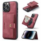 For iPhone 14 Pro Max JEEHOOD Retro Magnetic Detachable Leather Phone Case (Red) - 1