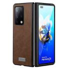 For Samsung Galaxy Z Fold4 SULADA Shockproof TPU + Handmade Leather Protective Case(Brown) - 1