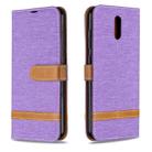 For Nokia 2.3 Color Matching Denim Texture Horizontal Flip Leather Case with Holder & Card Slots & Wallet & Lanyard(Purple) - 1