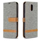 For Nokia 2.3 Color Matching Denim Texture Horizontal Flip Leather Case with Holder & Card Slots & Wallet & Lanyard(Grey) - 1