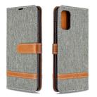 For Galaxy A41 Color Matching Denim Texture Horizontal Flip Leather Case with Holder & Card Slots & Wallet & Lanyard(Grey) - 1