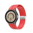 For Samsung Galaxy Watch5 40&44mm / Pro 45mm Folding Silver Buckle Silicone Watch Band(Red) - 1