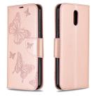 For Nokia 2.3 Two Butterflies Embossing Pattern Horizontal Flip Leather Case with Holder & Card Slot & Wallet & Lanyard(Rose Gold) - 1