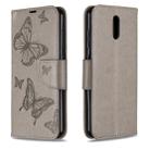 For Nokia 2.3 Two Butterflies Embossing Pattern Horizontal Flip Leather Case with Holder & Card Slot & Wallet & Lanyard(Grey) - 1