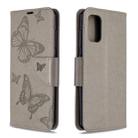 For Galaxy A41 Two Butterflies Embossing Pattern Horizontal Flip Leather Case with Holder & Card Slot & Wallet & Lanyard(Grey) - 1