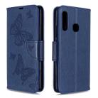 For Galaxy A70e Two Butterflies Embossing Pattern Horizontal Flip Leather Case with Holder & Card Slot & Wallet & Lanyard(Dark Blue) - 1