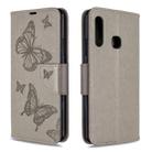 For Galaxy A70e Two Butterflies Embossing Pattern Horizontal Flip Leather Case with Holder & Card Slot & Wallet & Lanyard(Grey) - 1