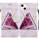 For iPhone 14 Painted Pattern Leather Phone Case (Three-color Marble) - 1