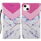 For iPhone 14 Painted Pattern Leather Phone Case (Smoke Marble) - 1