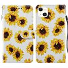 For iPhone 14 Painted Pattern Leather Phone Case (Sunflower) - 1