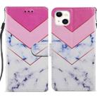 For iPhone 14 Plus Painted Pattern Leather Phone Case (Smoke Marble) - 1