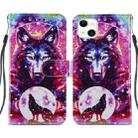 For iPhone 14 Plus Painted Pattern Leather Phone Case (Wolf Totem) - 1