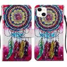 For iPhone 14 Plus Painted Pattern Leather Phone Case (Dreamcatcher) - 1