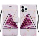 For iPhone 14 Pro Painted Pattern Leather Phone Case(Three-color Marble) - 1