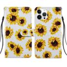 For iPhone 14 Pro Painted Pattern Leather Phone Case(Sunflower) - 1