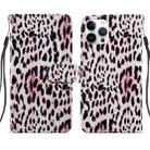 For iPhone 14 Pro Painted Pattern Leather Phone Case(Leopard) - 1