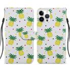 For iPhone 14 Pro Max Painted Pattern Leather Phone Case (Pineapple) - 1