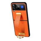 For Samsung Galaxy Z Flip4 SULADA Cool Series PC + Leather Texture Skin Feel Shockproof Phone Case(Orange) - 1