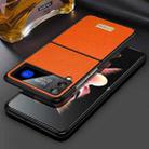 For Samsung Galaxy Z Flip4 SULADA Shockproof TPU + Handmade Leather Phone Case(Orange) - 1