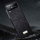 For Samsung Galaxy Z Flip4 SULADA Shockproof TPU + Handmade Leather Phone Case(Black) - 1