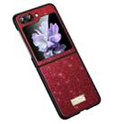 For Samsung Galaxy Z Flip5 SULADA Shockproof TPU + Handmade Leather Phone Case(Red) - 1