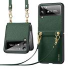 For Samsung Galaxy Z Flip4 SULADA Litchi Texture Leather + TPU Phone Case with Strap(Green) - 1