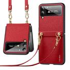For Samsung Galaxy Z Flip4 SULADA Litchi Texture Leather + TPU Phone Case with Strap(Red) - 1