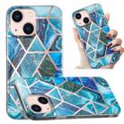 For iPhone 14 Electroplated Marble Pattern TPU Phone Case (Blue and Green) - 1