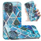 For iPhone 14 Pro Electroplated Marble Pattern TPU Phone Case(Blue and Green) - 1