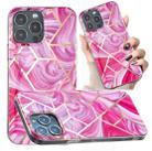 For iPhone 14 Pro Electroplated Marble Pattern TPU Phone Case(Red Rhombus) - 1