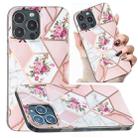 For iPhone 14 Pro Max Electroplated Marble Pattern TPU Phone Case (Rose Pink White) - 1