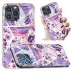 For iPhone 14 Pro Max Electroplated Marble Pattern TPU Phone Case (Purple Flower) - 1