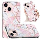 For iPhone 13 Electroplated Marble Pattern TPU Phone Case(Pink and White) - 1