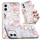 For iPhone 12 mini Electroplated Marble Pattern TPU Phone Case (White Gravel Pink) - 1