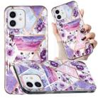 For iPhone 12 mini Electroplated Marble Pattern TPU Phone Case (Purple Flower) - 1