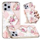 For iPhone 11 Pro Max Electroplated Marble Pattern TPU Phone Case (Rose Pink White) - 1