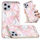 For iPhone 11 Pro Max Electroplated Marble Pattern TPU Phone Case (Pink and White) - 1