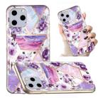 For iPhone 11 Pro Max Electroplated Marble Pattern TPU Phone Case (Purple Flower) - 1