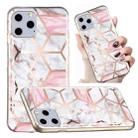 For iPhone 11 Pro Electroplated Marble Pattern TPU Phone Case (White Gravel Pink) - 1