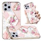 For iPhone 11 Pro Electroplated Marble Pattern TPU Phone Case (Rose Pink White) - 1