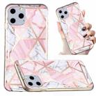 For iPhone 11 Pro Electroplated Marble Pattern TPU Phone Case (Pink and White) - 1