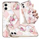 For iPhone 11 Electroplated Marble Pattern TPU Phone Case (Rose Pink White) - 1