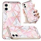 For iPhone 11 Electroplated Marble Pattern TPU Phone Case (Pink and White) - 1