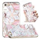For iPhone SE 2022 / SE 2020 / 8 / 7 Electroplated Marble Pattern TPU Phone Case(White Gravel Pink) - 1