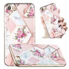 For iPhone SE 2022 / SE 2020 / 8 / 7 Electroplated Marble Pattern TPU Phone Case(Rose Pink White) - 1