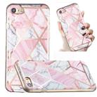 For iPhone SE 2022 / SE 2020 / 8 / 7 Electroplated Marble Pattern TPU Phone Case(Pink and White) - 1