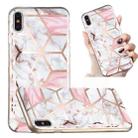 For iPhone X / XS Electroplated Marble Pattern TPU Phone Case(White Gravel Pink) - 1